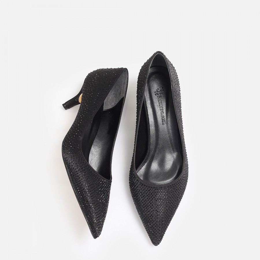 Stiletto Ayakkabı Siyah Taşlı