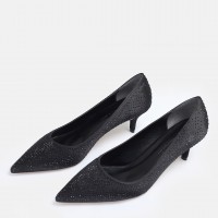 Stiletto Ayakkabı Siyah Taşlı