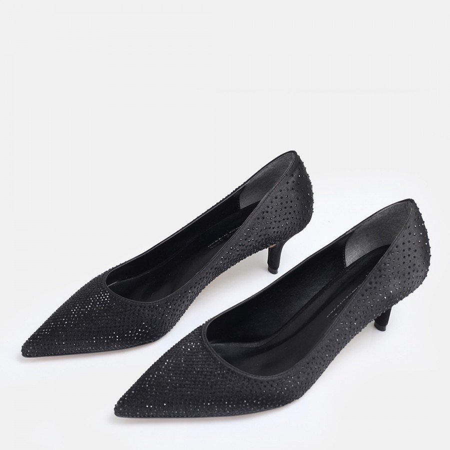 Stiletto Ayakkabı Siyah Taşlı