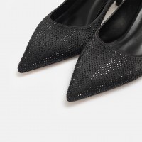 Stiletto Ayakkabı Siyah Taşlı