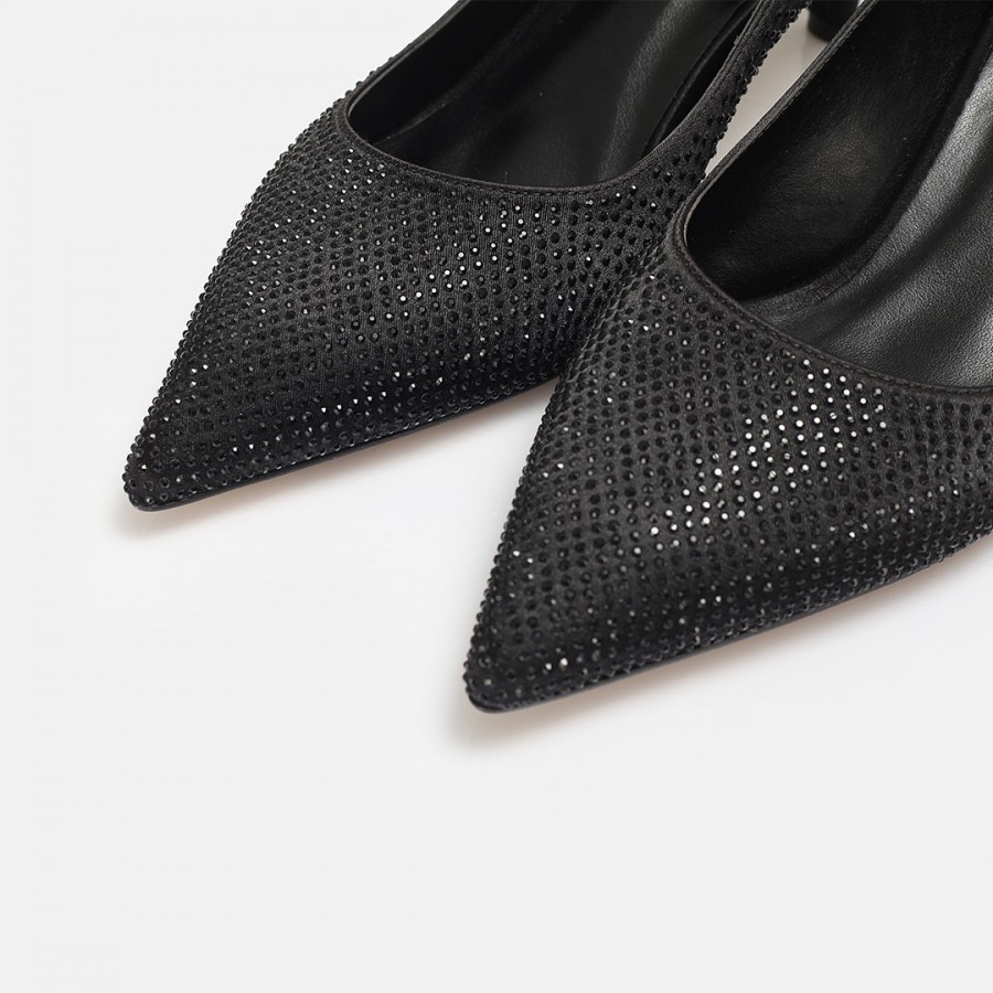 Stiletto Ayakkabı Siyah Taşlı