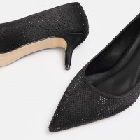 Stiletto Ayakkabı Siyah Taşlı