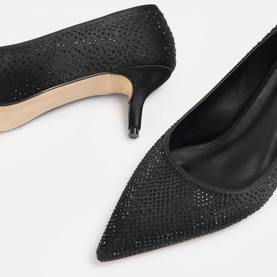 Stiletto Ayakkabı Siyah Taşlı