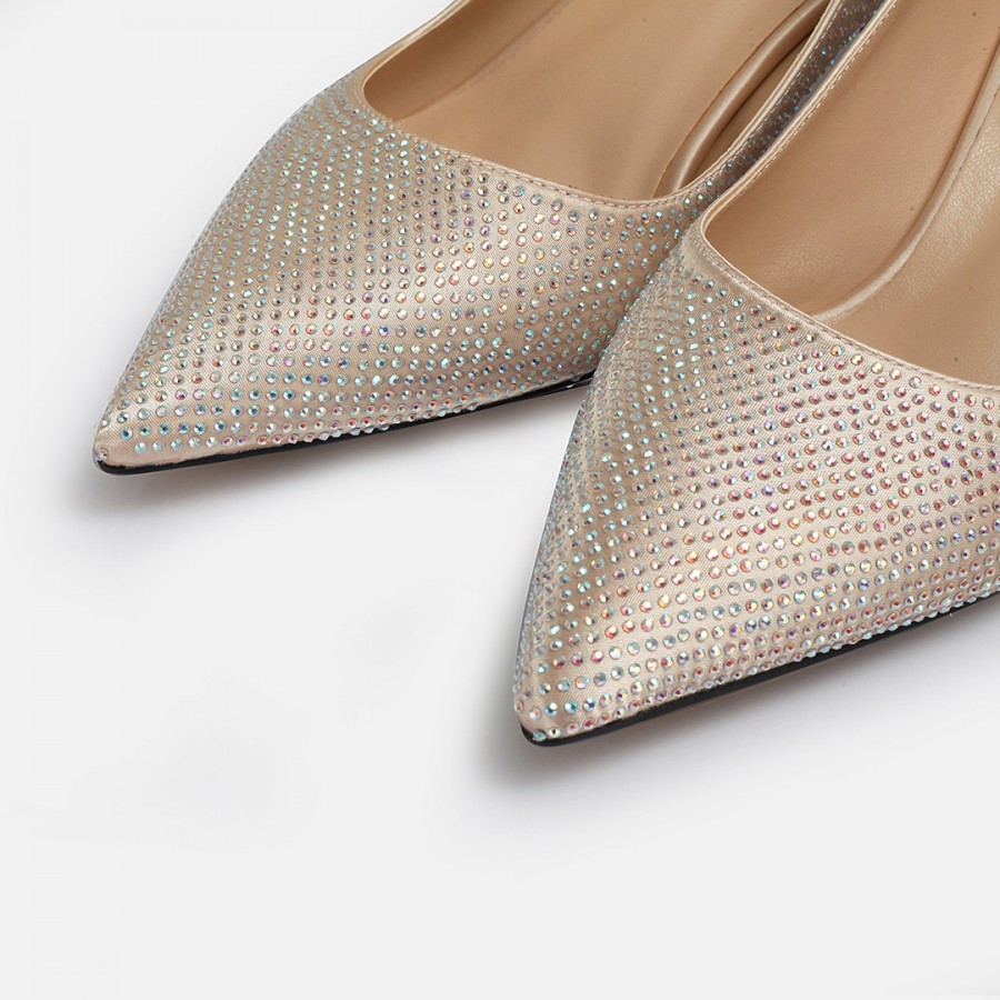 Stiletto Ayakkabı Ten Taşlı