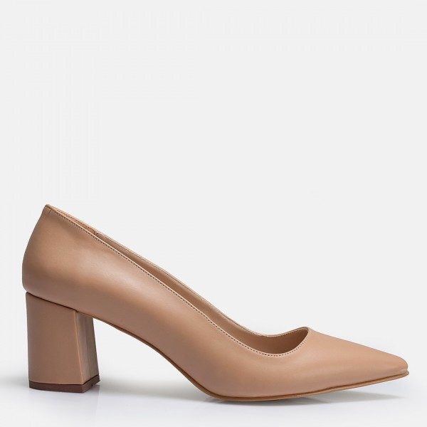 Nude Stiletto Kalın Topuklu