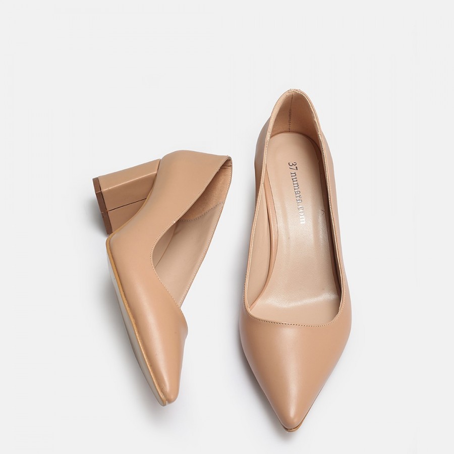 Nude Stiletto Kalın Topuklu