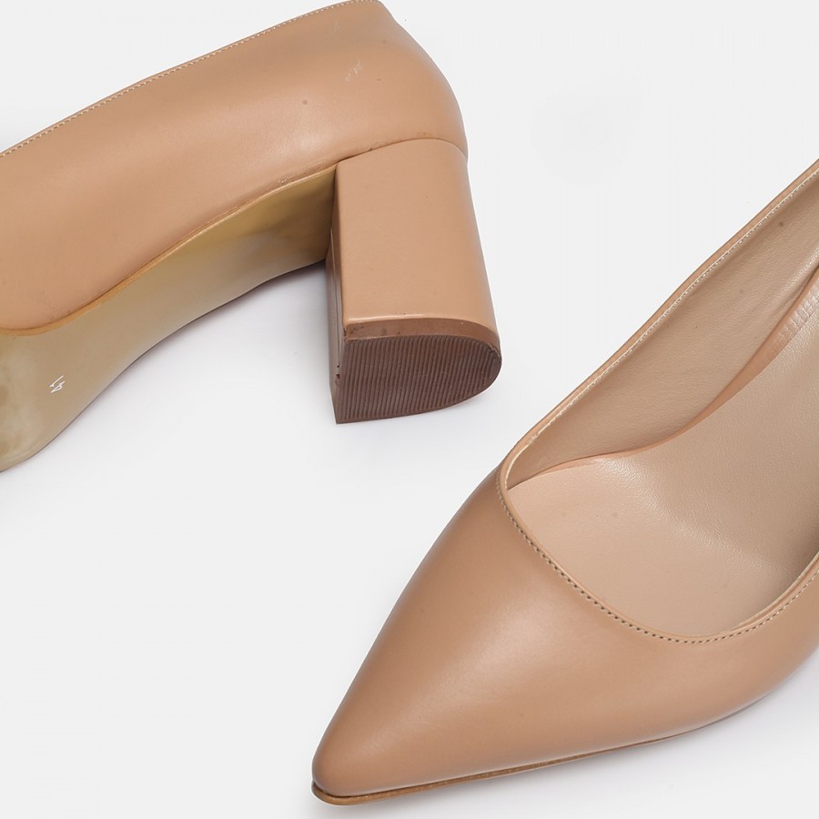 Nude Stiletto Kalın Topuklu
