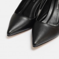 Siyah Stiletto Kalın Topuklu