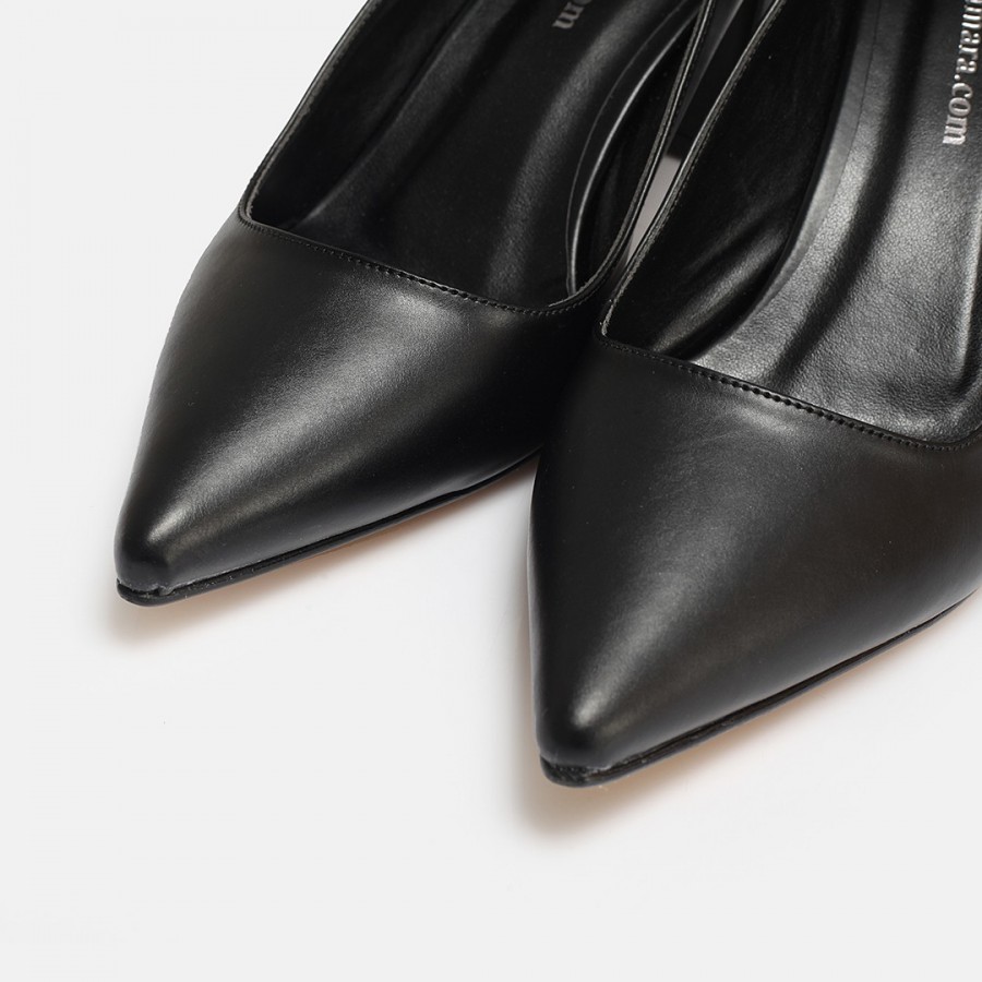 Siyah Stiletto Kalın Topuklu