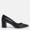 Siyah Stiletto Kalın Topuklu
