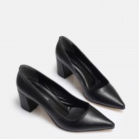 Siyah Stiletto Kalın Topuklu