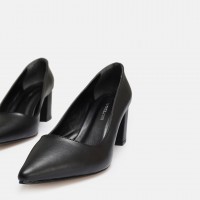 Siyah Stiletto Kalın Topuklu