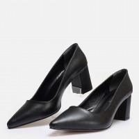 Siyah Stiletto Kalın Topuklu