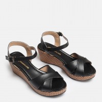 Siyah Dolgu Topuk Sandalet Ayakkabı