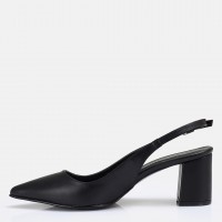 Siyah Stiletto Kalın Topuklu Arkası Açık
