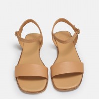Sandalet Nude Tek Bantlı Hakiki Deri