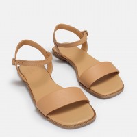 Sandalet Nude Tek Bantlı Hakiki Deri