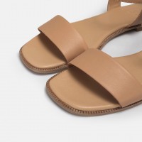 Sandalet Nude Tek Bantlı Hakiki Deri