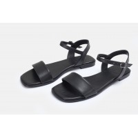 Sandalet Siyah Tek Bantlı Hakiki Deri