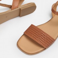 Sandalet Taba Tek Bantlı Hakiki Deri
