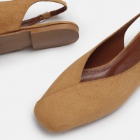 Camel Süet Babet Ayakkabı Arkası Açık