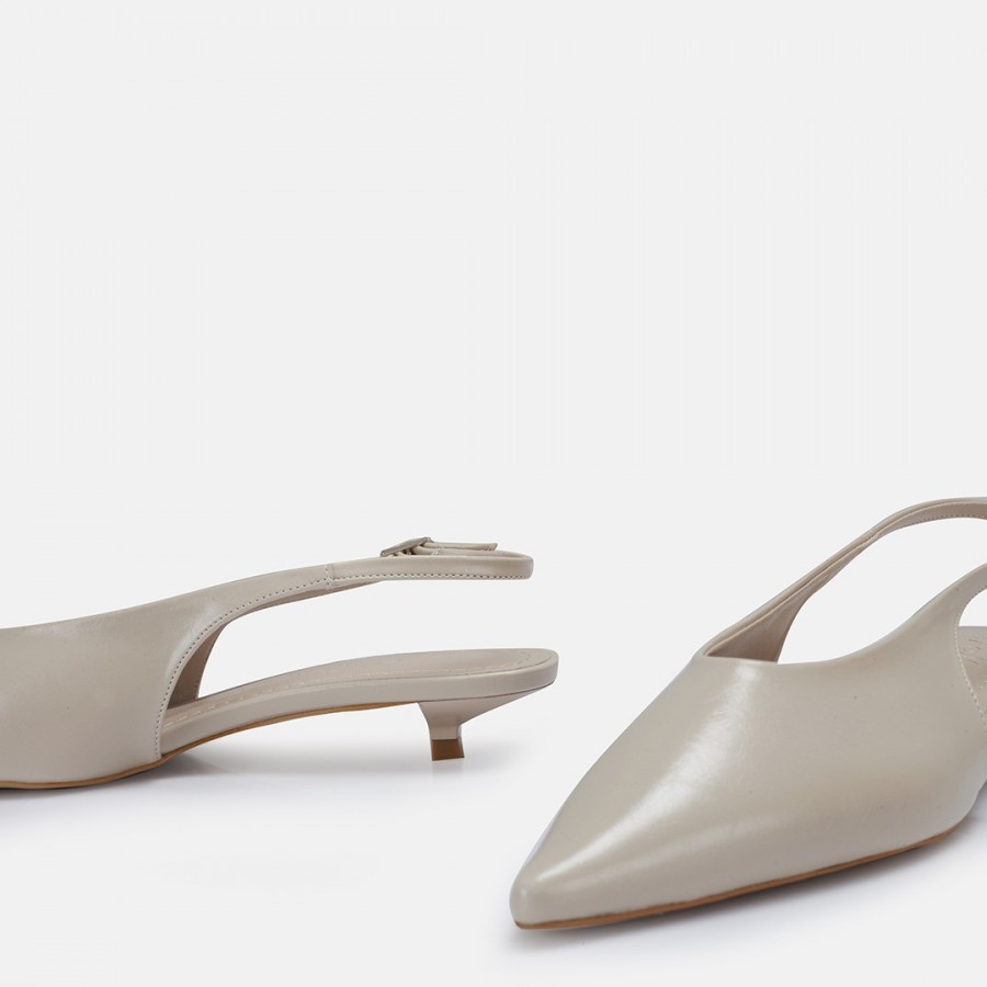 Stiletto Bej Kısa Ökçeli