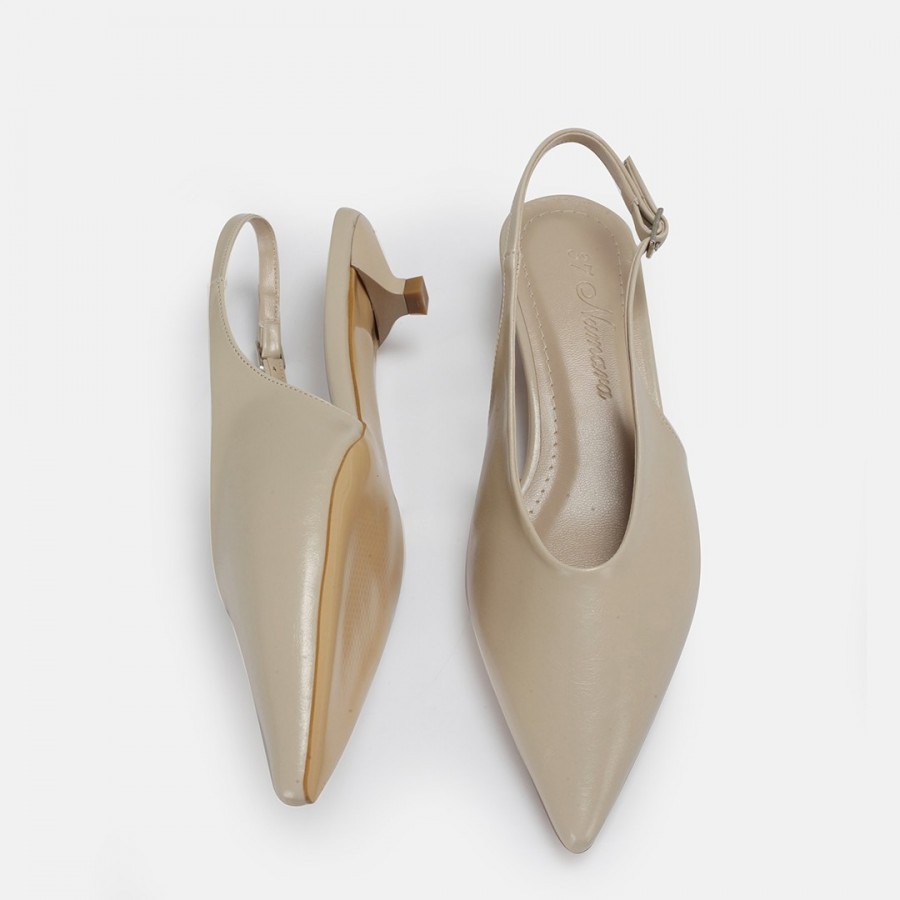 Stiletto Bej Kısa Ökçeli