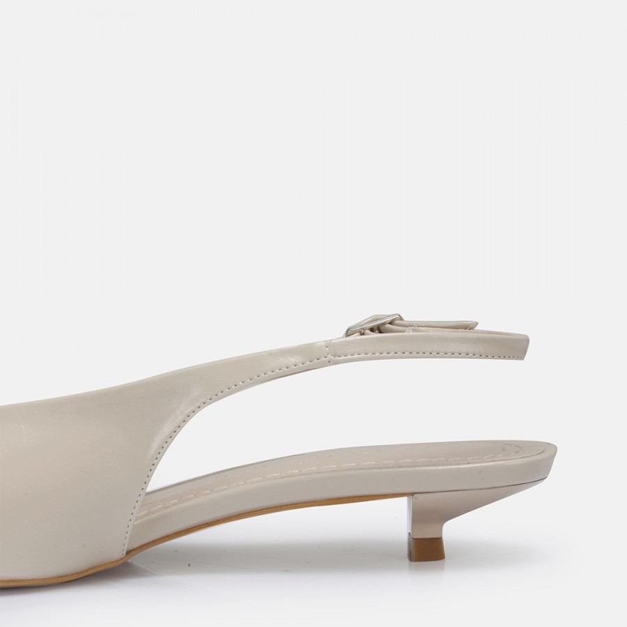 Stiletto Bej Kısa Ökçeli