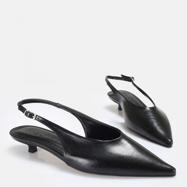 Stiletto Siyah Kısa Ökçeli