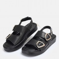 Sandalet Siyah Kemerli Hakiki Deri