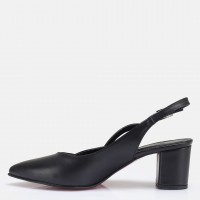 Stiletto Siyah Arkası Açık Kalın Topuk