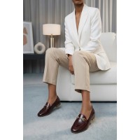 Loafer Ayakkabı Bordo Hakiki Deri Rugan