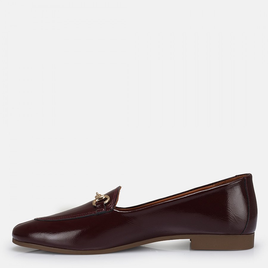 Loafer Ayakkabı Bordo Hakiki Deri Rugan