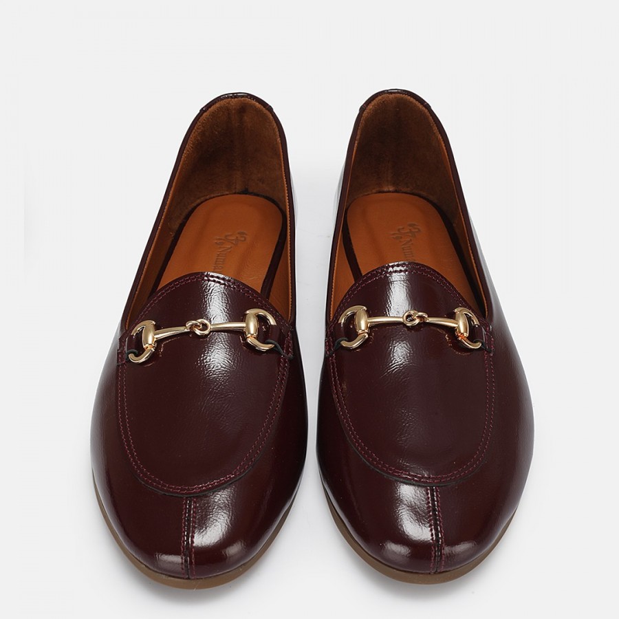 Loafer Ayakkabı Bordo Hakiki Deri Rugan