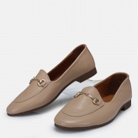 Loafer Ayakkabı Nude Hakiki Deri