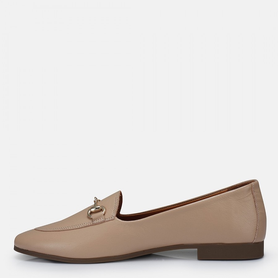 Loafer Ayakkabı Nude Hakiki Deri