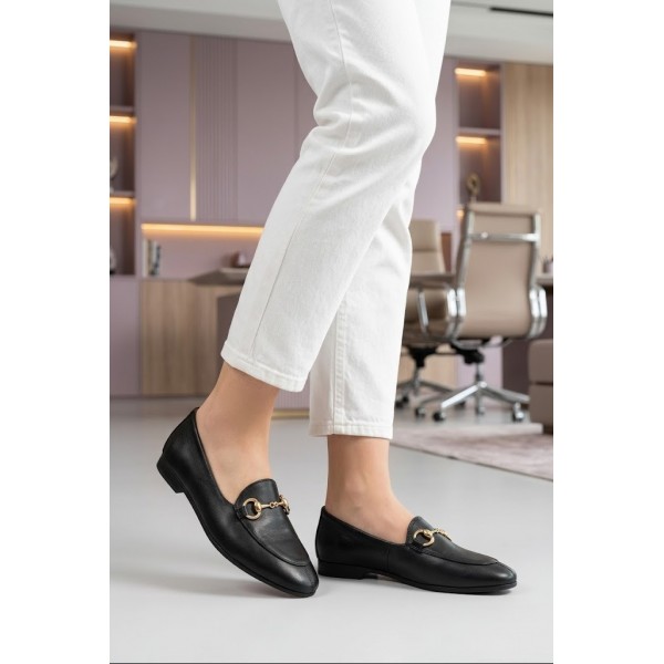 Loafer Ayakkabı Siyah Hakiki Deri
