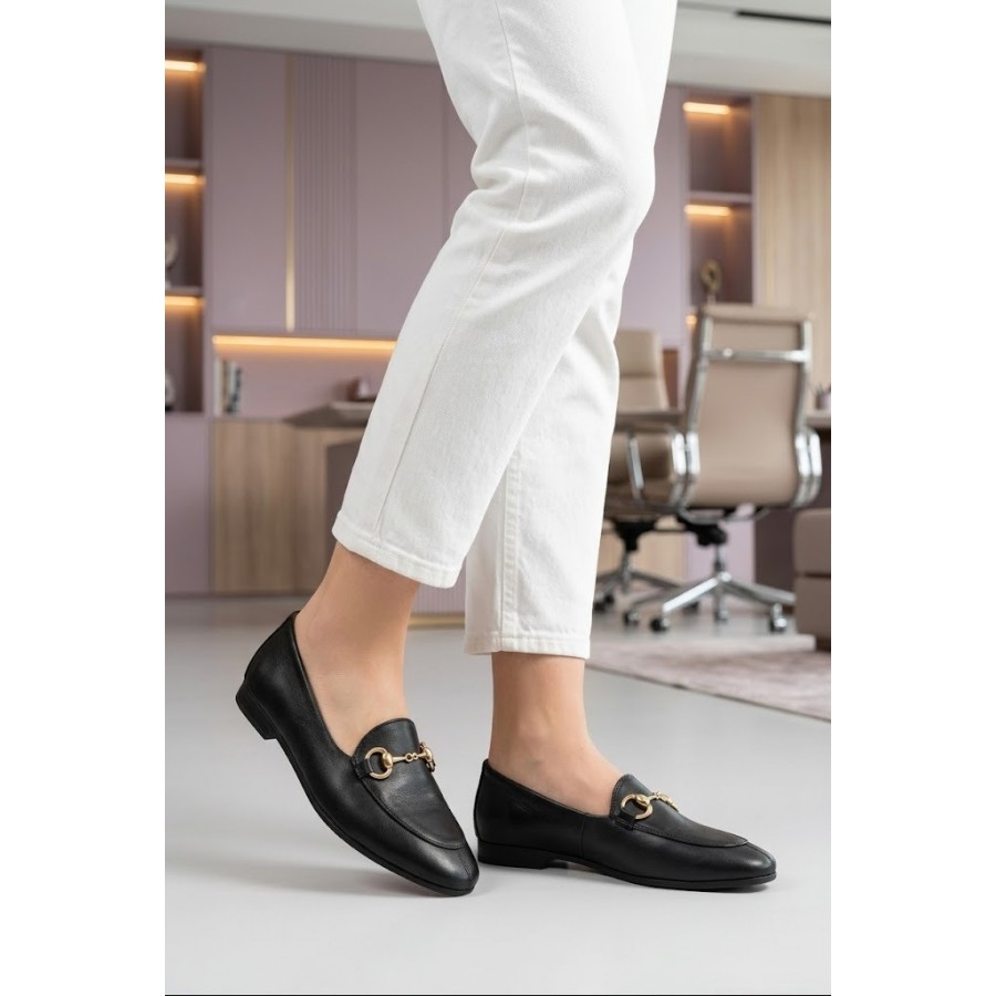 Loafer Ayakkabı Siyah Hakiki Deri