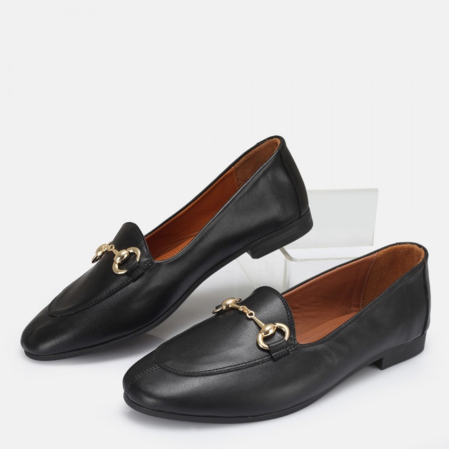 Loafer Ayakkabı Siyah Hakiki Deri