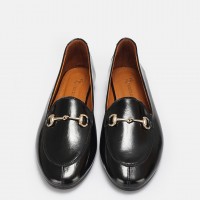 Loafer Ayakkabı Siyah Rugan Hakiki Deri