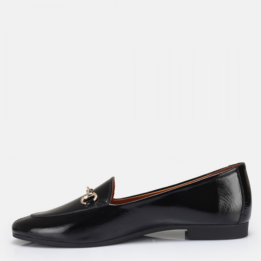 Loafer Ayakkabı Siyah Rugan Hakiki Deri