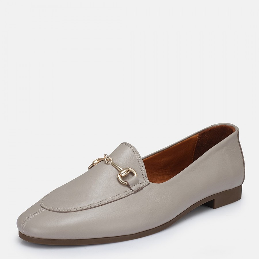 Loafer Ayakkabı Vizon Hakiki Deri