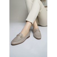 Loafer Ayakkabı Vizon Hakiki Deri