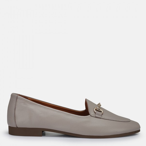 Loafer Ayakkabı Vizon Hakiki Deri