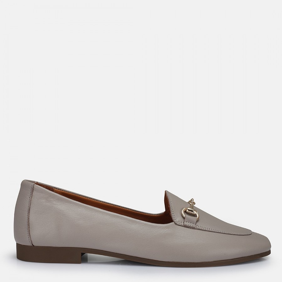 Loafer Ayakkabı Vizon Hakiki Deri