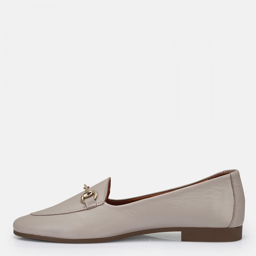 Loafer Ayakkabı Vizon Hakiki Deri