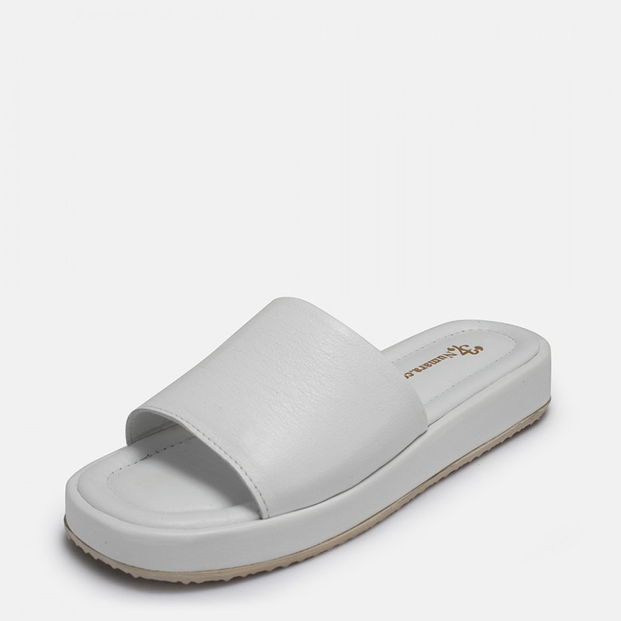 Terlik Beyaz Hakiki Deri Comfort