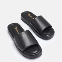 Terlik Siyah Hakiki Deri Comfort