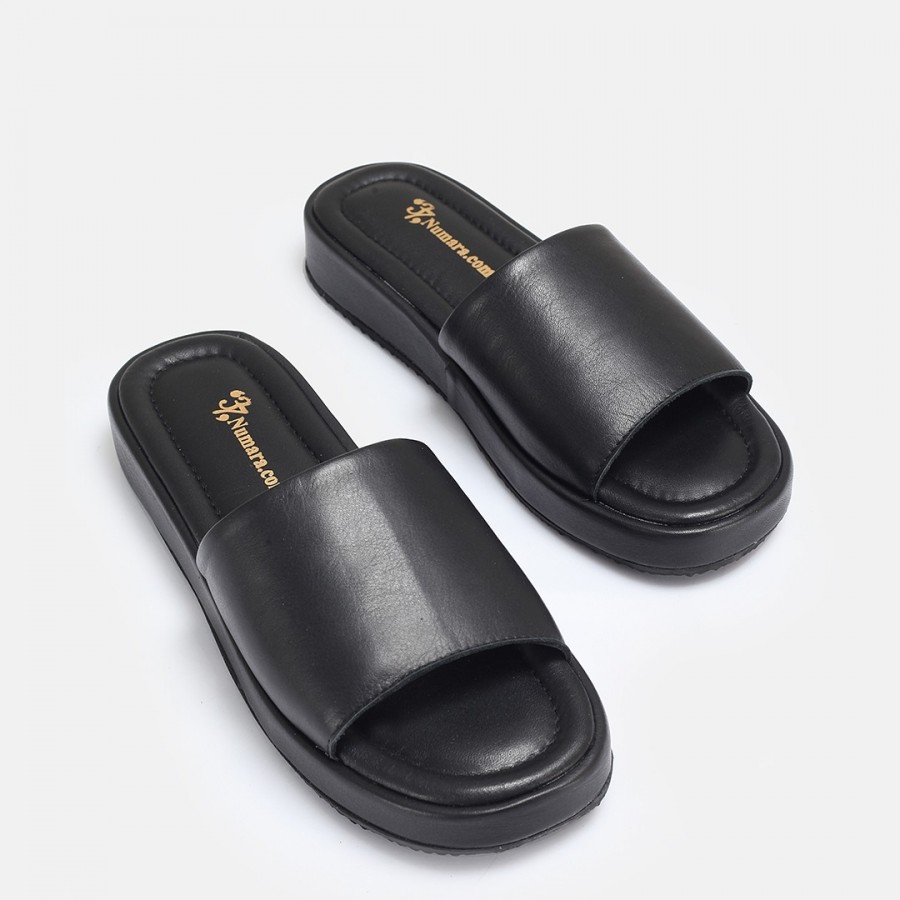 Terlik Siyah Hakiki Deri Comfort