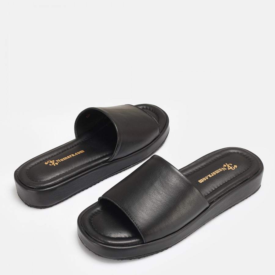 Terlik Siyah Hakiki Deri Comfort